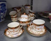THIRTEEN PIECE GLADSTONE CHINA PART COFFEE SET, with Imari borders, (2 saucer missing) and a SIMILAR