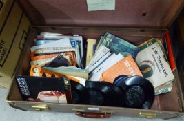 A SELECTION OF MOSTLY 1960's AND 70's SINGLE RECORDS IN A VINTAGE SUITCASE