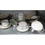 FOUR ROYAL ALBERT 'VAL DOR' CUPS AND SAUCERS, TWO MATCHING SIDE PLATES, FOUR ROYAL DOULTON '