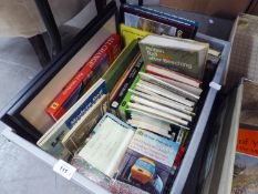 A SELECTION OF RAILWAY RELATED BOOKS, INCLUDING; VINTAGE SPOTTING BOOKS (CONTENTS OF CRATE)