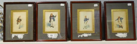 KYD, A SET OF FOUR WATERCOLOUR DRAWINGS 'DICKENSIAN CHARACTERS' , SIGNED  5 1/2" X 3 1/2"