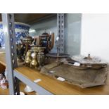 A FOUR PIECE ELECTROPLATED TEA SERVICE AND A SMALL SELECTION OF OTHER PLATED ITEMS