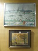 A HELEN BRADLEY COLOUR PRINT AND A L.S. LOWRY COLOUR PRINT, FRAMED AND GLAZED (2)