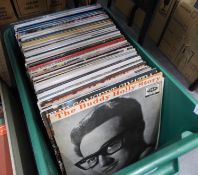 A GOOD SELECTION OF LP RECORDS TO INCLUDE; 'THE BUDDY HOLLY STORY', TOM JONES, TWO RONNIES ETC... (