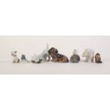 SEVEN ROYAL COPENHAGEN PORCELAIN SMALL MODELS OF ANIMALS, comprising: THREE DOGS, TWO MICE, AN OTTER
