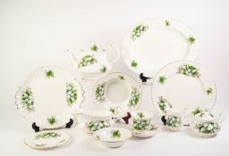 FORTY TWO PIECE ROYAL ALBERT ?TRILLIUM? PATTERN CHINA DINNER AND TEA SERVICE FOR SIX PERSONS,