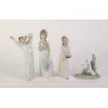 TWO LLADRO PORCELAIN FIGURES OF YOUNG GIRLS, SIMILAR NAO FIGURE, together with A NAO GROUP OF