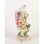 LATE EIGHTEENTH CENTURY DERBY PORCELAIN FIGURE OF AN ELEGANT LADY, painted in colours and gilt and