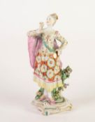 LATE EIGHTEENTH CENTURY DERBY PORCELAIN FIGURE OF AN ELEGANT LADY, painted in colours and gilt and