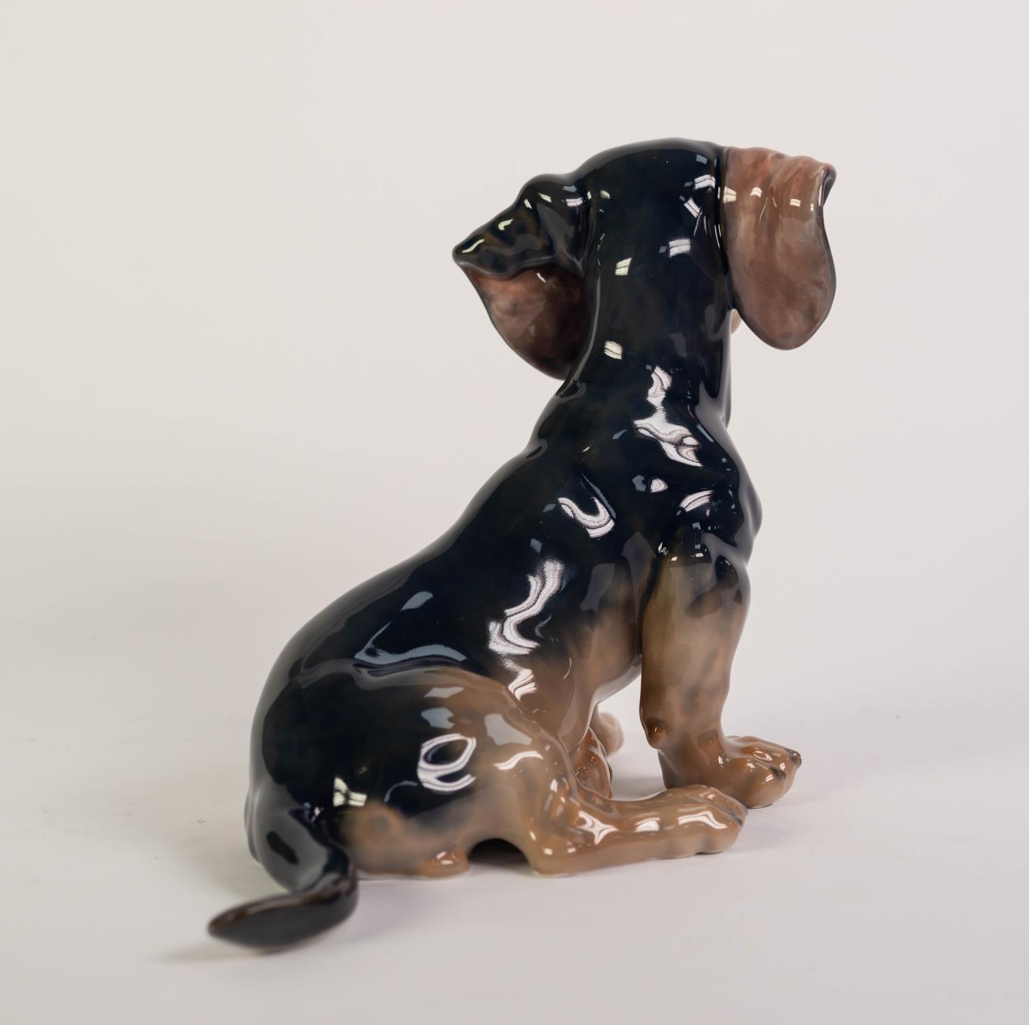 ROYAL COPENHAGEN PORCELAIN MODEL OF A DACHSHUND PUPPY, painted in natural tones and modelled - Image 3 of 4