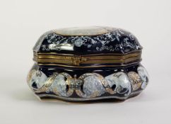 TWENTIETH CENTURY SEVRES GILT METAL MOUNTED PORCELAIN BOX AND COVER, of bombe form with serpentine