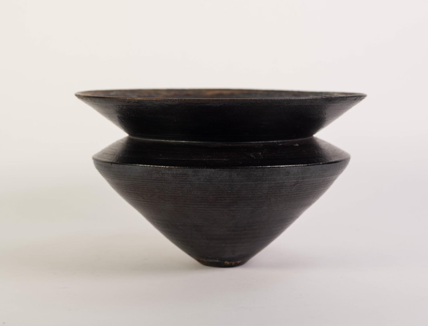 JOHN STRUTHERS, ORKNEY, STUDIO POTTERY STYLISH VASE, of double cone form with flared rim, glazed - Image 2 of 4