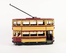 HOWARD GORST (b.1955) DETAILED AND PAINTED CERAMIC MODEL OF A BYGONE TRAM ?Hollinwood to Werneth?,