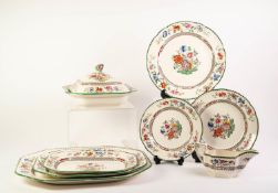 TWENTY FIVE PIECE COPELAND SPODE ?CHINESE ROSE? PATTERN POTTERY DINNER SERVICE FOR SIX PERSONS,