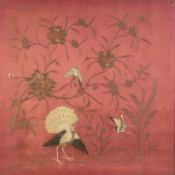 LATE NINETEENTH/ EARLY TWENTIETH CENTURY CHINESE NEEDLEWORK ON SILK PICTURE, well worked in coloured