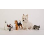 THREE ROYAL DOULTON CHINA MODELS, comprising: TWO OF DOGS, including a terrier chewing a slipper,