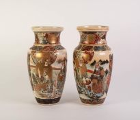 PAIR OF EARLY TWENTIETH CENTURY JAPANESE SATSUMA POTTERY VASES, each of ovoid form with waisted