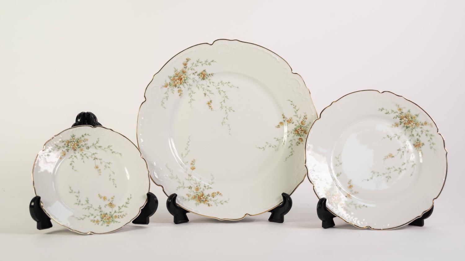 TWENTY TWO PIECE GERMAN PORCELAIN PART DINNER SERVICE, NOW SUITABLE FOR FOUR PERSONS, printed with