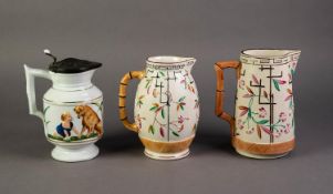 ATTRIBUTED TO BROWNHILLS POTTERY COMPANY, TWO NINETEENTH CENTURY MOULDED POTTERY JUGS IN MATCHING