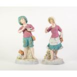 PAIR OF HEUBACH, GERMAN TINTED BISQUE FIGURE, painted in colours and gilt and modelled as a fisher
