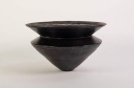 JOHN STRUTHERS, ORKNEY, STUDIO POTTERY STYLISH VASE, of double cone form with flared rim, glazed