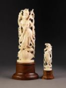 EARLY 20th CENTURY INDIAN INTRICATELY CARVED IVORY FIGURE OF LAKSHMI depicted playing a tambura
