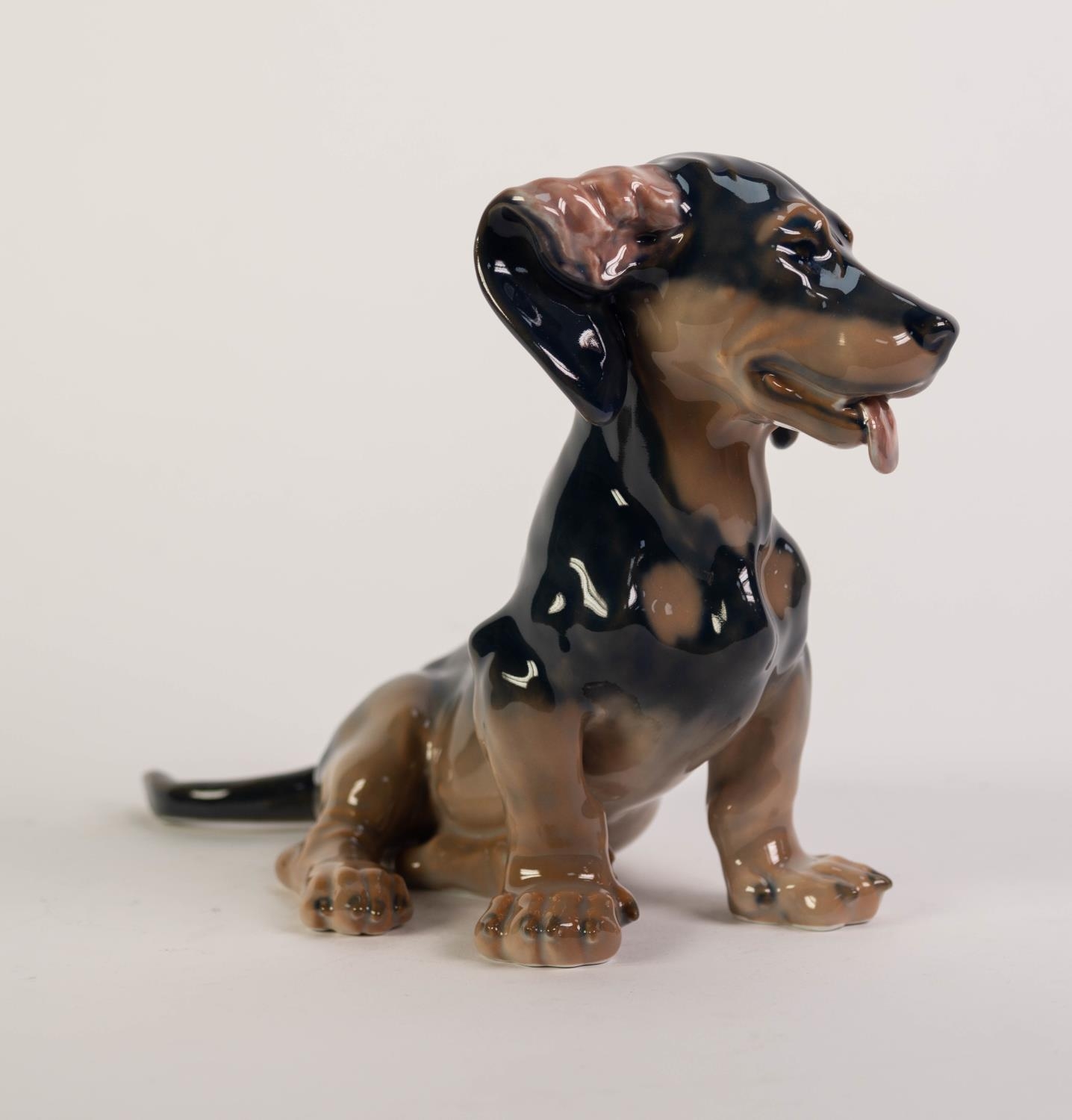 ROYAL COPENHAGEN PORCELAIN MODEL OF A DACHSHUND PUPPY, painted in natural tones and modelled - Image 2 of 4