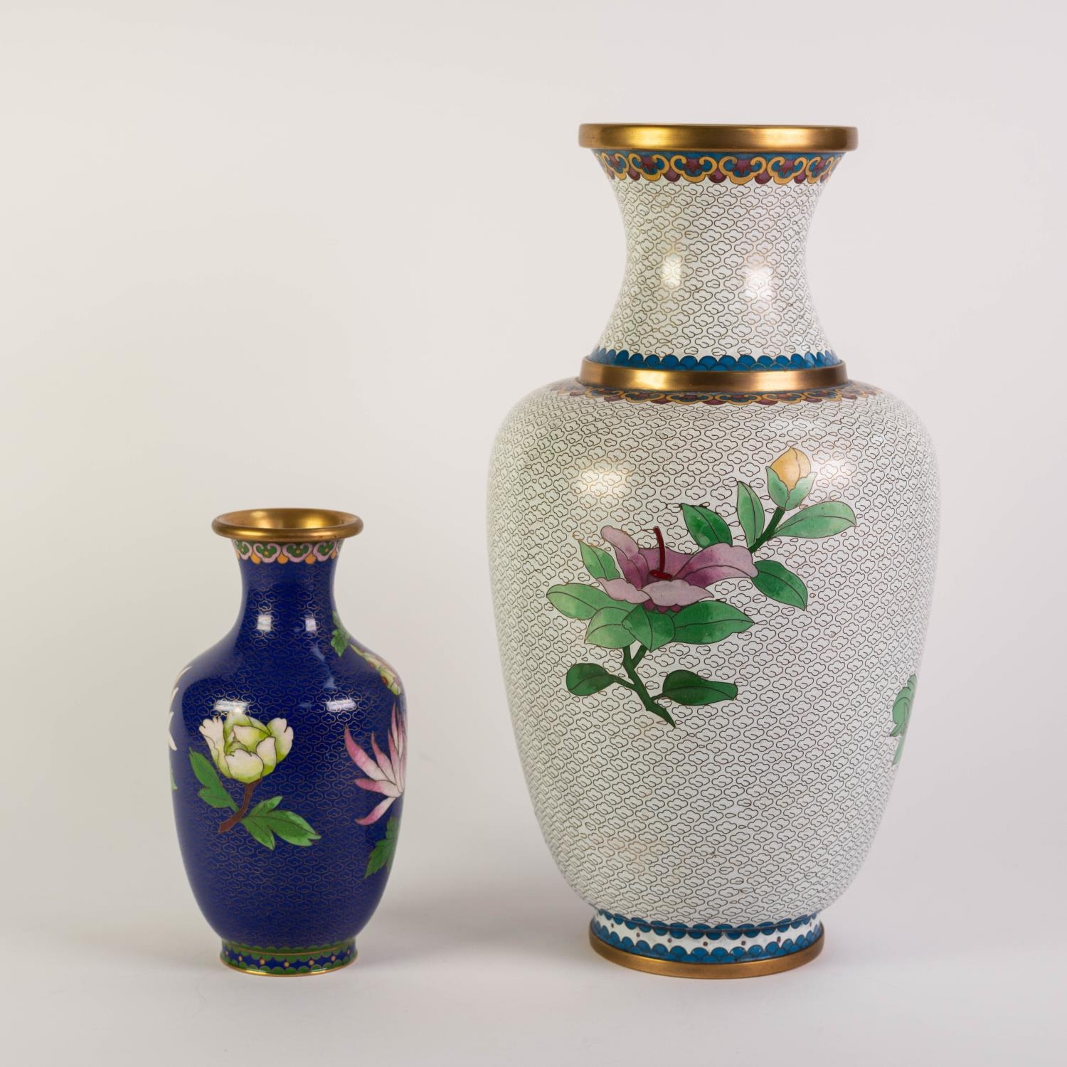 MODERN ORIENTAL CLOISONNE VASE, of baluster form with waisted neck, decorated in colours with a bird - Image 2 of 3