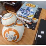 MODERN STAR WARS COLLECTABLES- BB-8 BATTERY OPERATED MODEL, TIN CONTAINING STORY BOOK, ACTIVITY