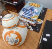 MODERN STAR WARS COLLECTABLES- BB-8 BATTERY OPERATED MODEL, TIN CONTAINING STORY BOOK, ACTIVITY