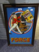 ?FORCE, WHOLE WHEAT FLAKES? MODERN REPRODUCTION ADVERTISING MIRROR 18 ¾? x 11 ¾?, in moulded wood