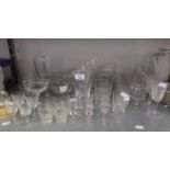 A GOOD SELECTION OF CUT GLASS AND MOULDED STEM WINE GLASSES AND TUMBLERS, ETC.. (APPROX 53 GLASSES)