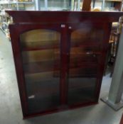 A VICTORIAN MAHOGANY SUPERSTRUCTURE BOOKCASE, ENCLOSED BY TWO GLAZED DOORS (3'10" WIDE X 4'6" HIGH)