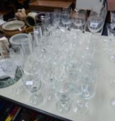 SET OF FOUR LARGE DI VINO WINE GOBLETS, 3 OTHER LARGE WINE GLASSES, AND 25 OTHER WINE GLASSES OF