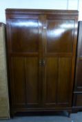 AW-LYN MAHOGANY TWO DOOR FITTED WARDROBE WITH HANG COMPARTMENT AND RIGHT-HAND SECTION WITH