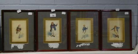 KYD, A SET OF FOUR WATERCOLOUR DRAWINGS 'DICKENSIAN CHARACTERS' , SIGNED  5 1/2" X 3 1/2"