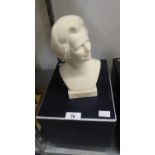 A WEDGWOOD LIMITED EDITION CARRARA WHITE BISCUIT PORCELAIN BUST OF MARGARET THATCHER M.P., AFTER THE