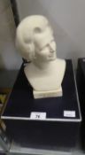 A WEDGWOOD LIMITED EDITION CARRARA WHITE BISCUIT PORCELAIN BUST OF MARGARET THATCHER M.P., AFTER THE