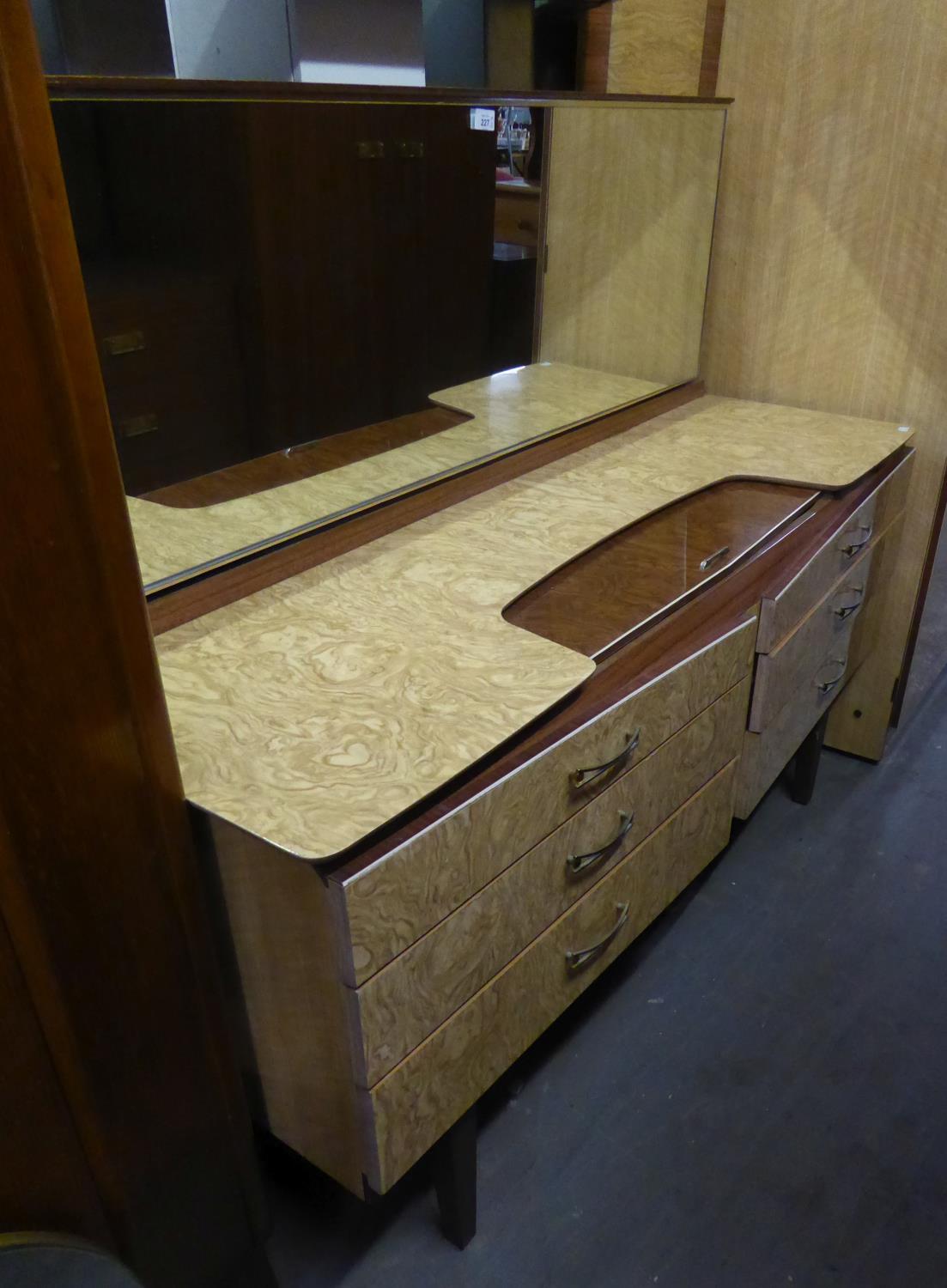 A STYLISH LATE 1950's/60's 'BEAUTILITY' PART BEDROOM SUITE OF LADIES AND GENTS WARDROBES, DRESSING