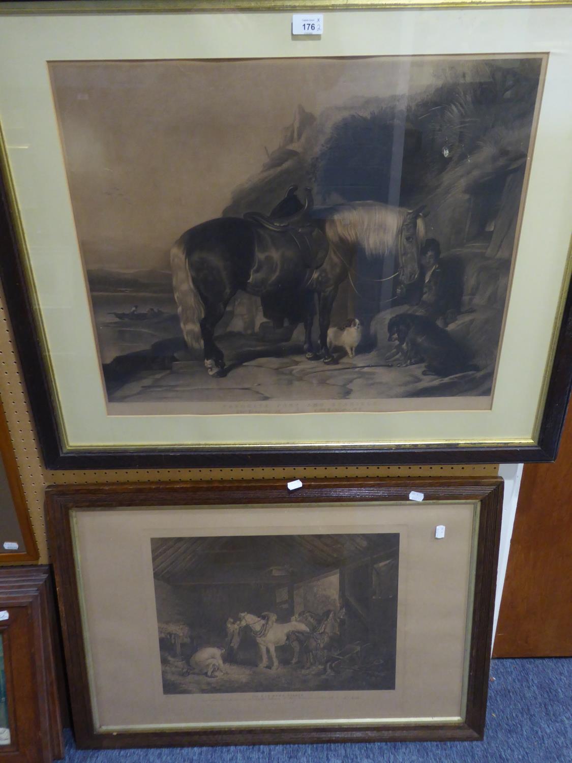 FAVORITE PONY AND SPANIELS BY EDWIN LANDSEER, ENGRAVED BY THOMAS LANDSEER AND ANOTHER FARMERS AND