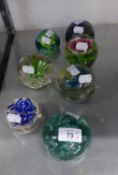 SEVEN MDINA (MALTA) EVA ENGLUND AND OTHER MODERN GLASS PAPERWEIGHTS (7)