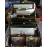 A SET OF 9 ARTIST SIGNED CONTINENTAL TOPOGRAPHICAL PRINTS, UNIFORMLY FRAMED; TWO SPECIMEN