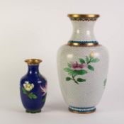 MODERN ORIENTAL CLOISONNE VASE, of baluster form with waisted neck, decorated in colours with a bird