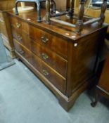 GEORGIAN STYLE MAHOGANY LOW CHEST OF TWO SHORT AND TWO LONG GRADUATED DRAWERS, WITH BOX WOOD