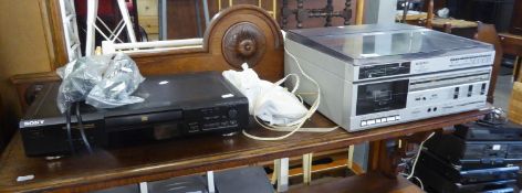 SHARP BOTH SIDES PLAY DISC STEREO SYSTEM VZ-1500E, TAPE DECK, AMPLIFIER AND TUNER AND A SONY COMPACT