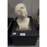 A WEDGWOOD LIMITED EDITION CARRARA WHITE BISCUIT PORCELAIN BUST OF MARGARET THATCHER M.P., AFTER THE