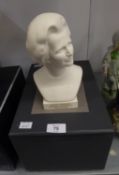 A WEDGWOOD LIMITED EDITION CARRARA WHITE BISCUIT PORCELAIN BUST OF MARGARET THATCHER M.P., AFTER THE