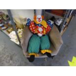 LARGE FABRIC CLOWN DOLL WITH COMPOSITION HEAD, APPROX 35" LONG