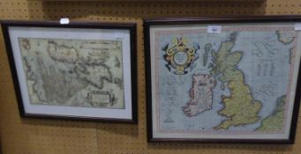 REPRODUCTION MAP PRINT 'PART OF YORKSHIRE' WITH REFERENCES TO THE BACK 27" X 22"  AND TWO SMALLER