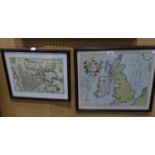 REPRODUCTION MAP PRINT 'PART OF YORKSHIRE' WITH REFERENCES TO THE BACK 27" X 22"  AND TWO SMALLER